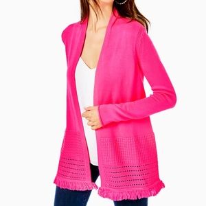 Lilly Pulitzer Noble Fringe Cardigan in Pink Isle
